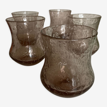 Set de 5 verres gobelets de Biot en verre soufflé 1960