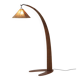 Italian wood arc floor lamp in rattan, 1970s
