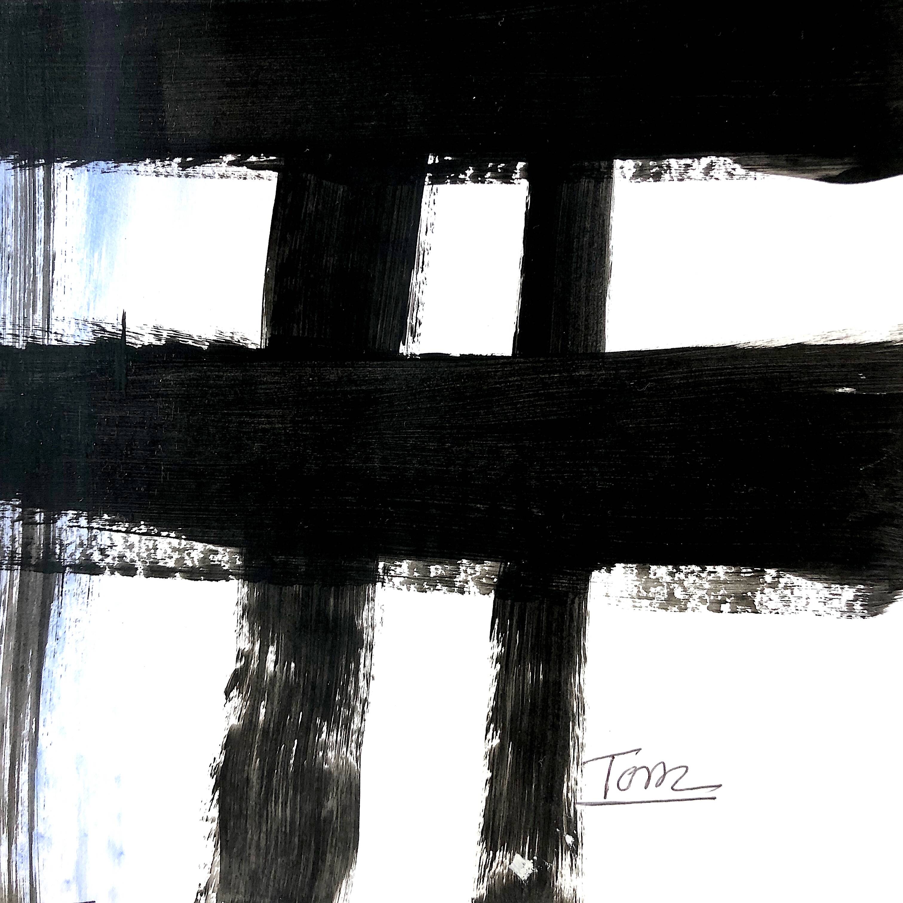 Original and unique abstract painting - Tribute to Soulages