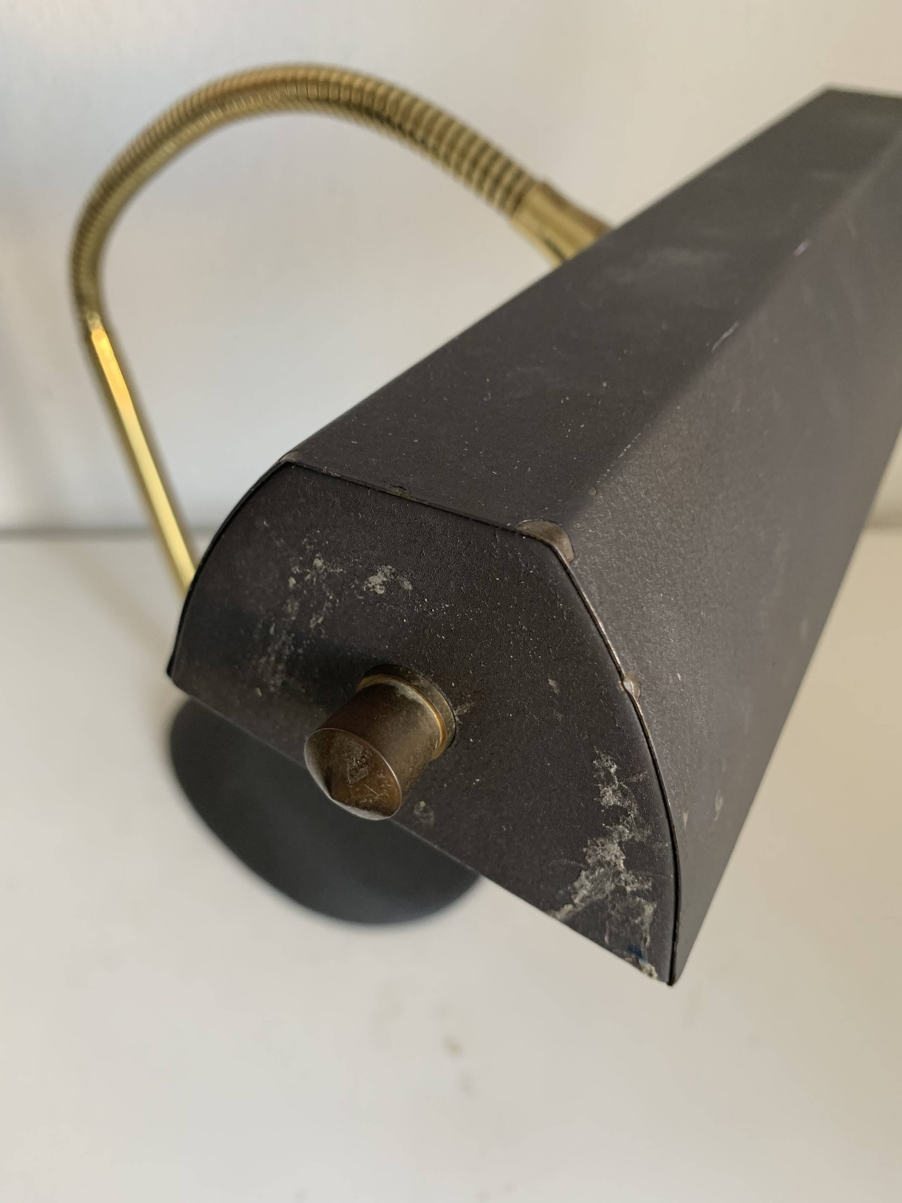 Lampe vintage 1960 de banquier Aluminor noire dorée bureau - 45cm