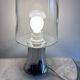 Vintage table lamp in silvered glass, mercury style, and transparent cylinder.