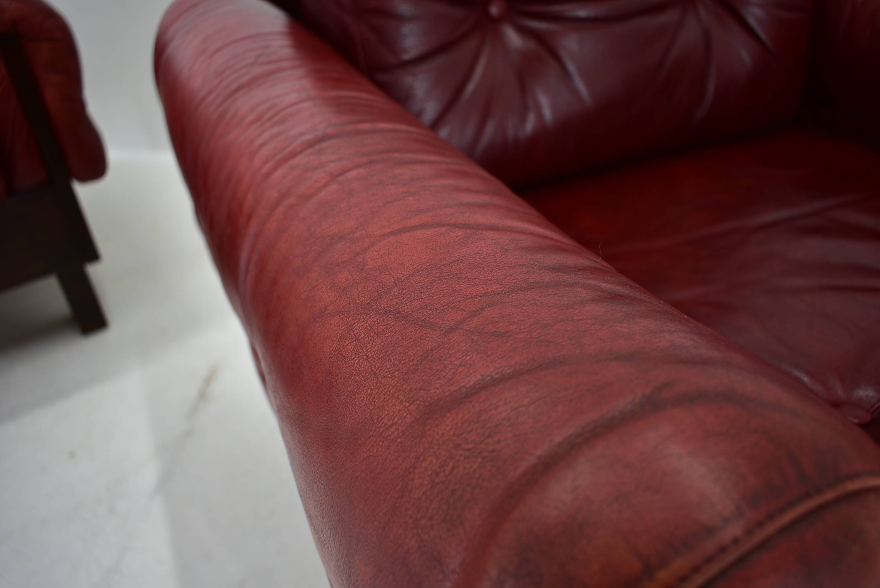 Pair of vintage leather armchairs , Czechoslovakia 1970s