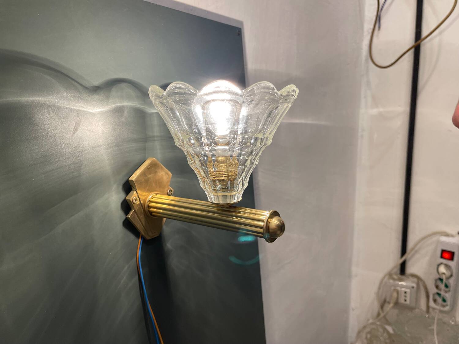 Murano Glass Brass Sconces Set of 2 1960’s