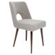 Grey boucle shell chair, dark beech wood, Poland, 1960s.