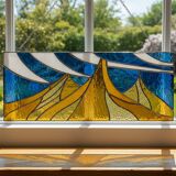 Vitrail paysage – Style Tiffany fait main, panneau décoratif