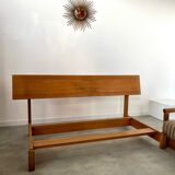 Old wooden sofa vintage brutalist design 60s