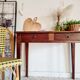 Antique solid wood farmhouse table 2 drawers