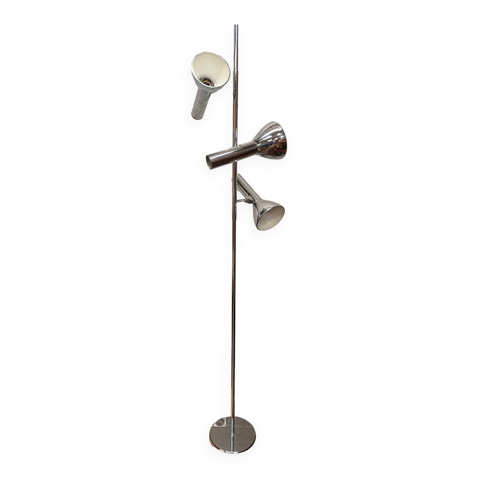 Lampadaire chromé 3 spot vintage design 70