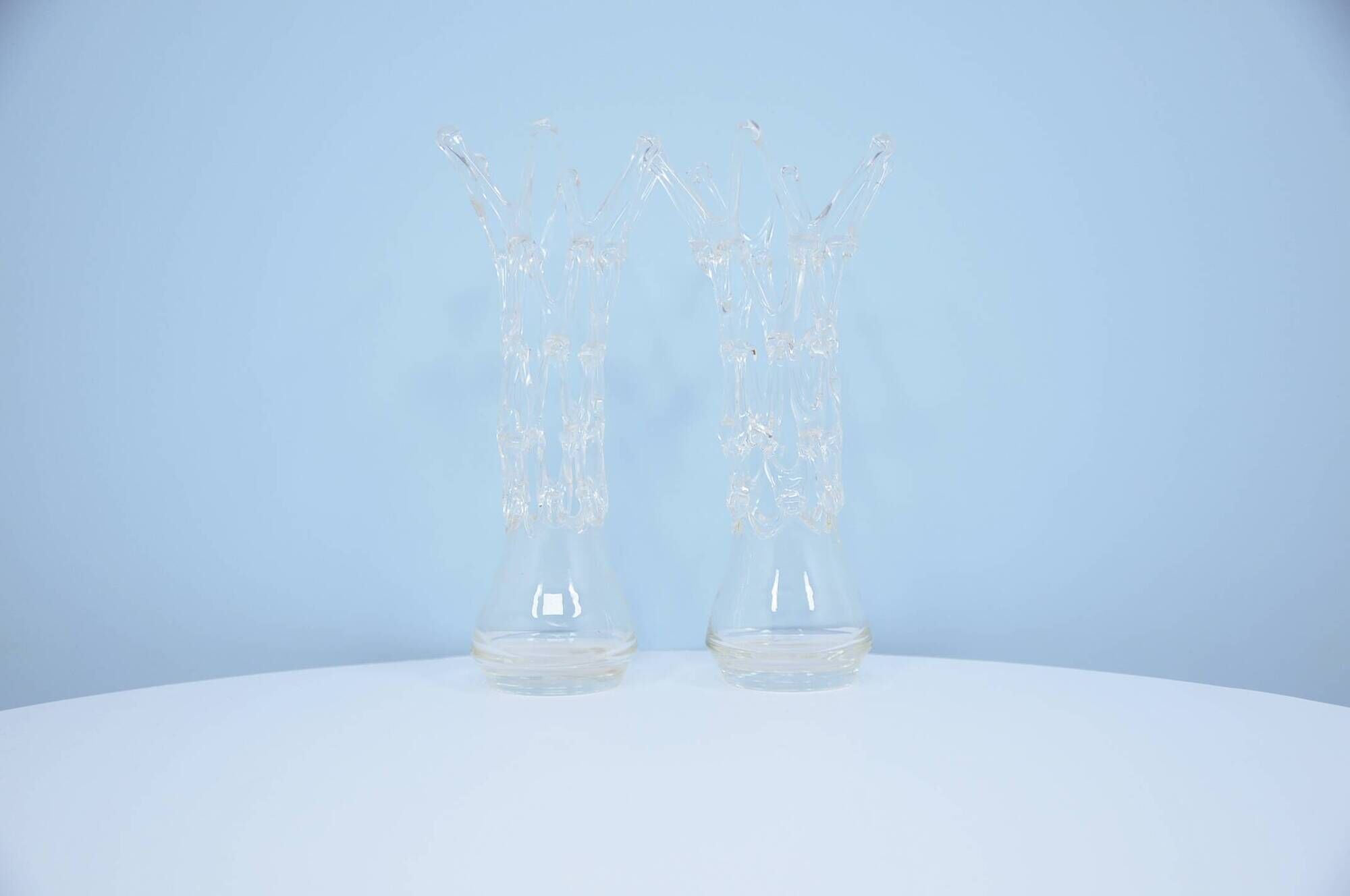 vintage set of mouth blown vases probably by Ion Tamaian