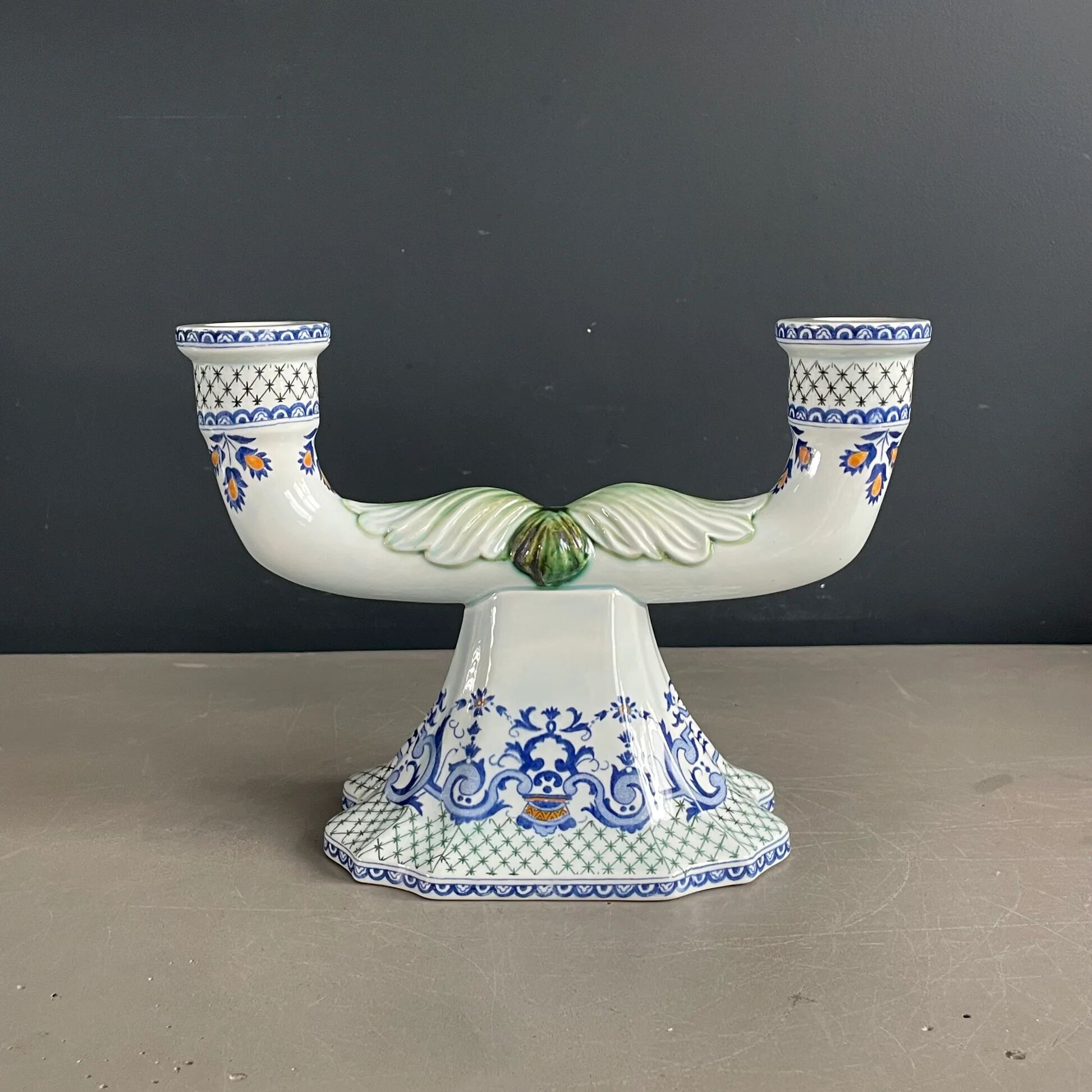 Pair of Gien earthenware candlesticks - lamp bases - Ref 1170