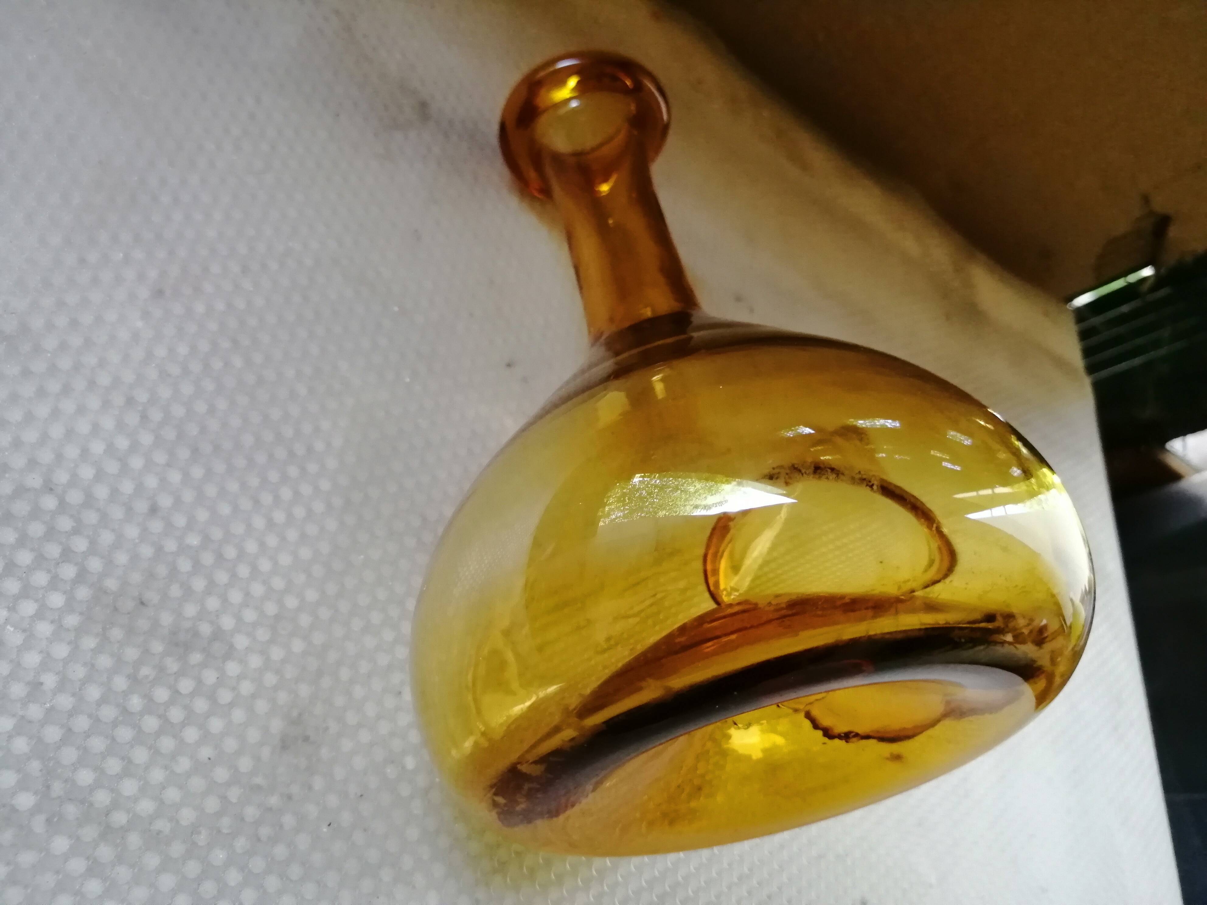 Vintage yellow smoked Catalan carafe
