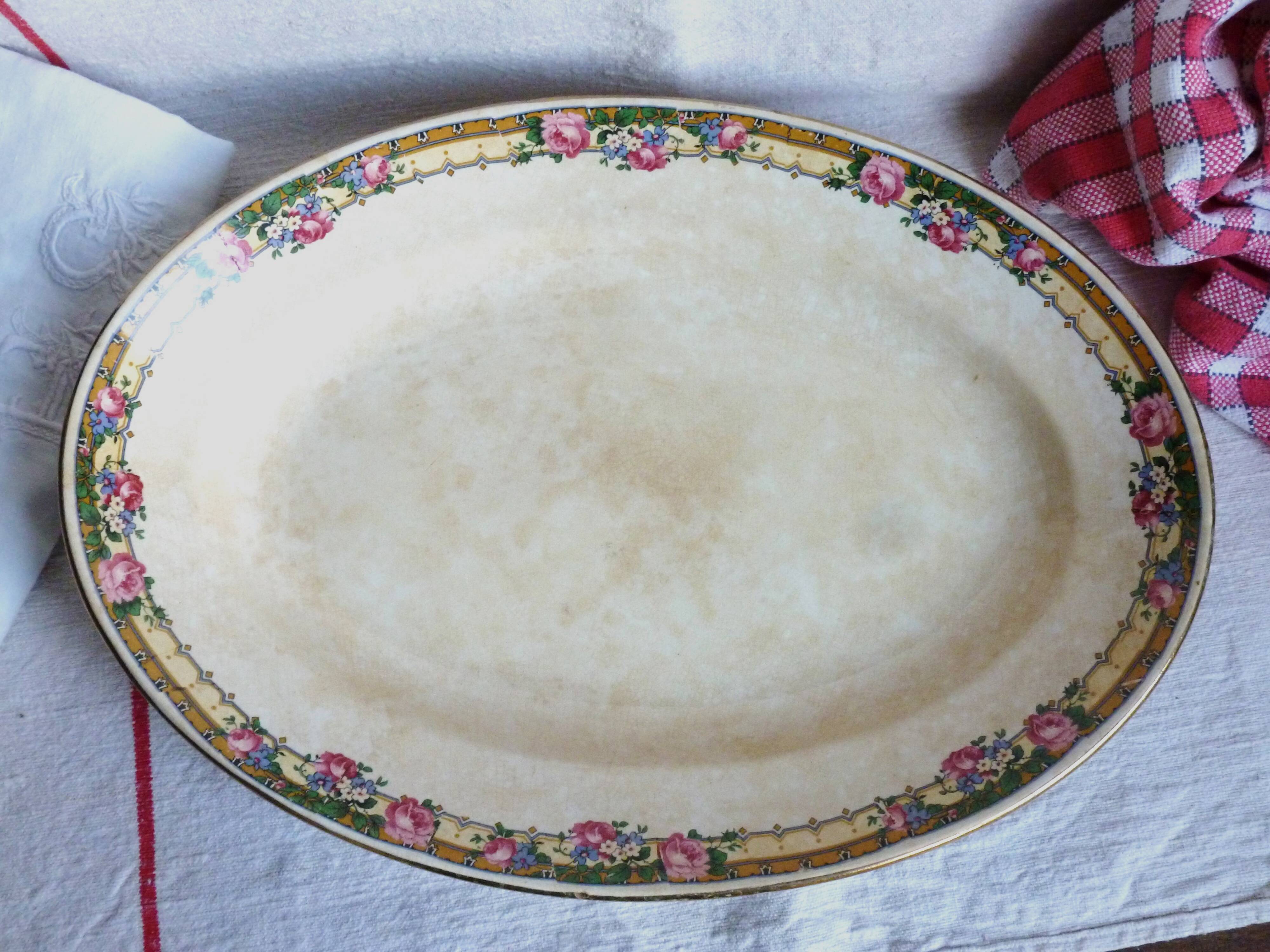 Antique table dish/vegetable dish with sauce boat, vintage crockery from the early 20th century