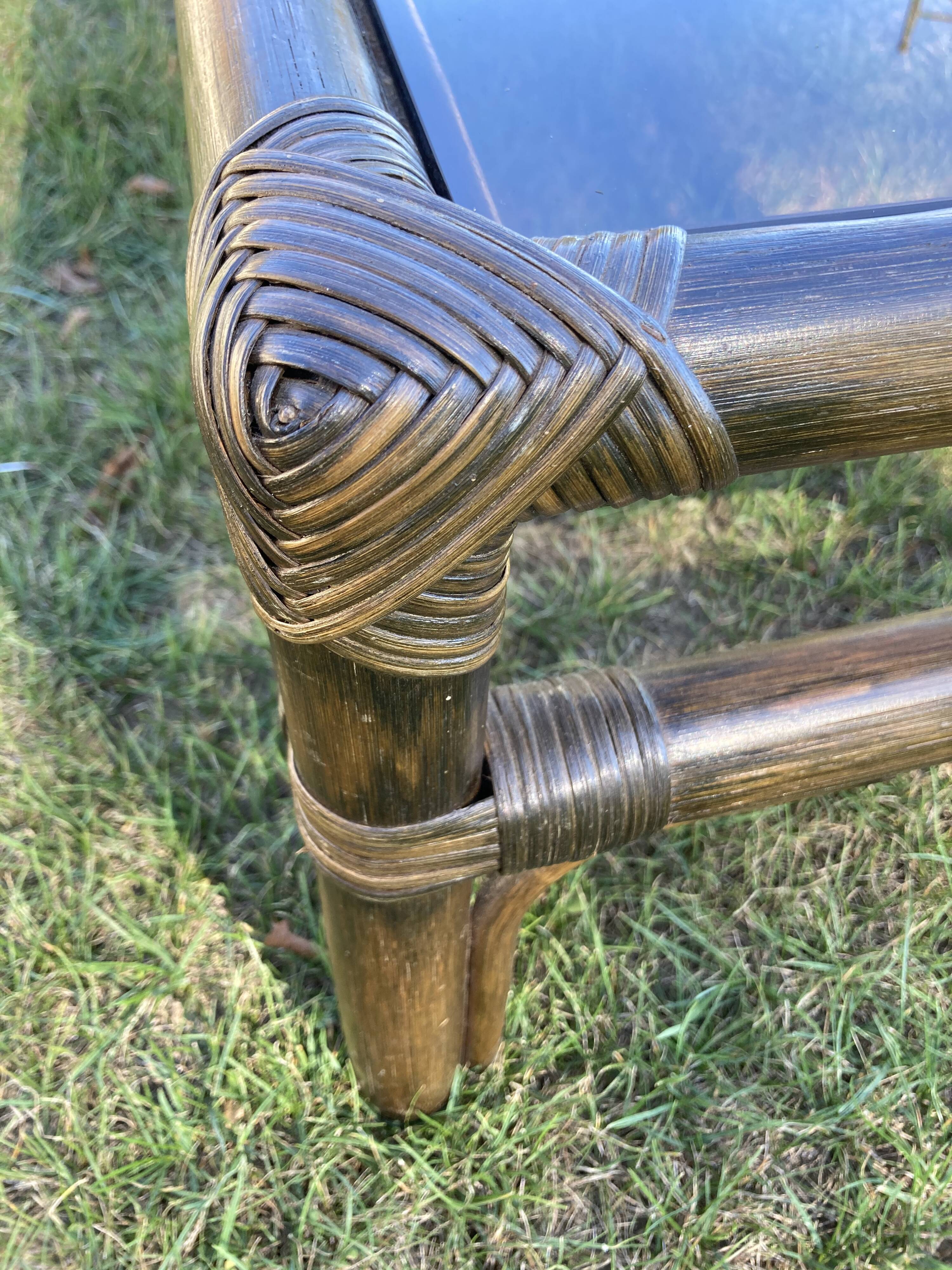 Rattan and bamboo coffee table