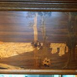 Art Nouveau marquetry mirror signed Auguste Metgé