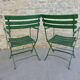 Pair of garden chairs, metal with wooden slats, folding