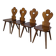 Set of 4 Farmhouse Tyrolean Chair with Heart Cutout Back / 1970s Vintage Di