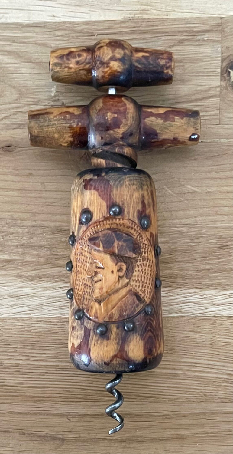 Old wooden corkscrew