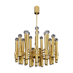 Grand et superbe lustre Spoutnik Vintage de Sciolari, italie, Années 60