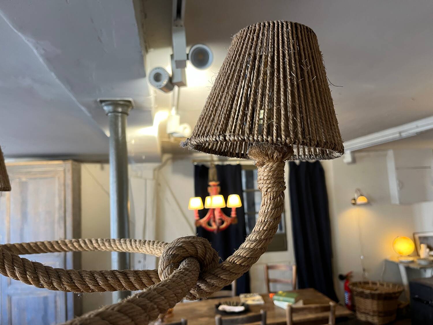 Cord chandelier 1970 Berthes Glasser