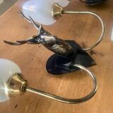 4 Wall lights with 2 arms 1960s deer head Decor hunting hunter brass