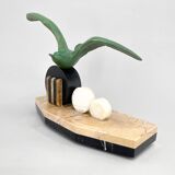 Sculpture Art Déco en marbre, onyx et épeautre