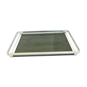 Plateau en acier et verre