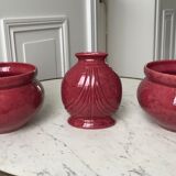 Mantelpiece (cache-pots, vase) plum color 1930s