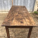 Rustic antique farmhouse table in solid oak with 1 drawer.