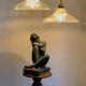 Duo de suspensions Holophane de style bistrot