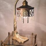 1900 bronze and brass art nouveau lamp, inspired by Napoleon 3, 35x18