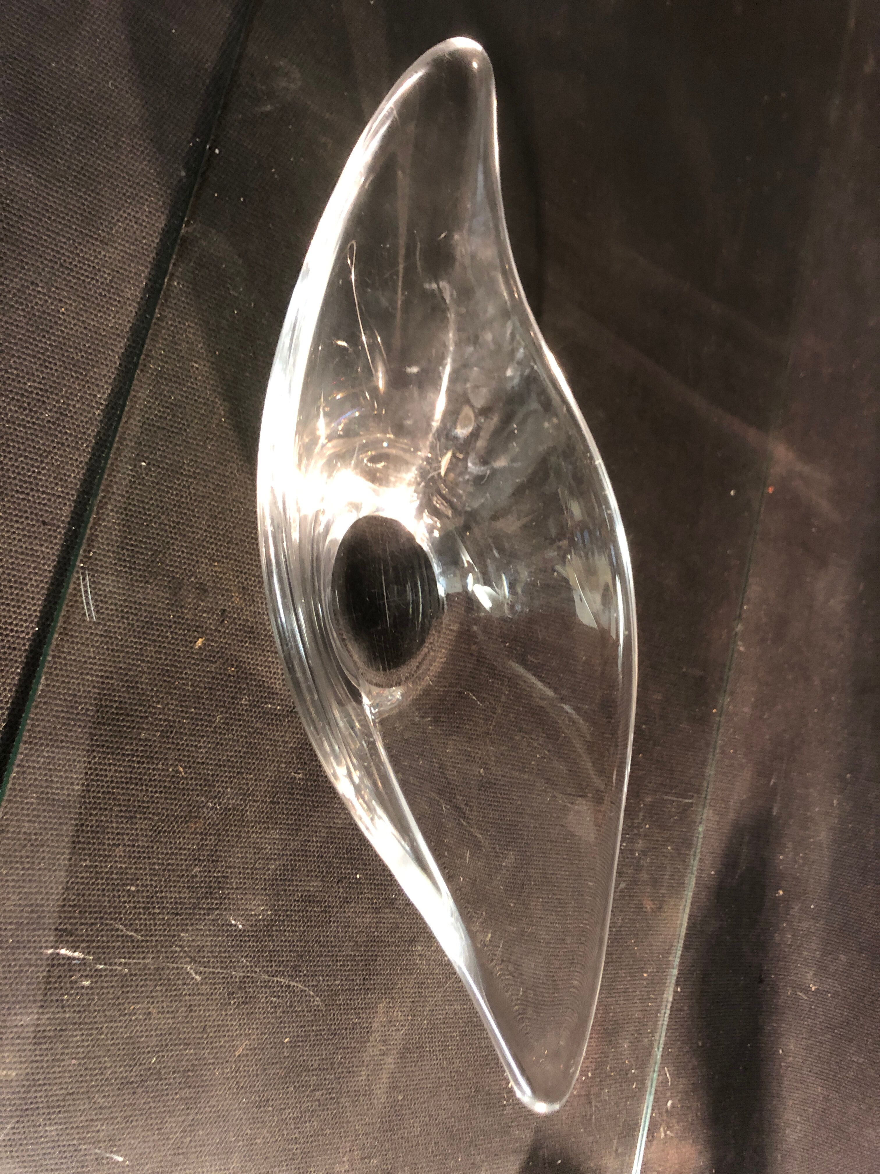 Crystal cup Daum free form signed empty fruit cup pocket