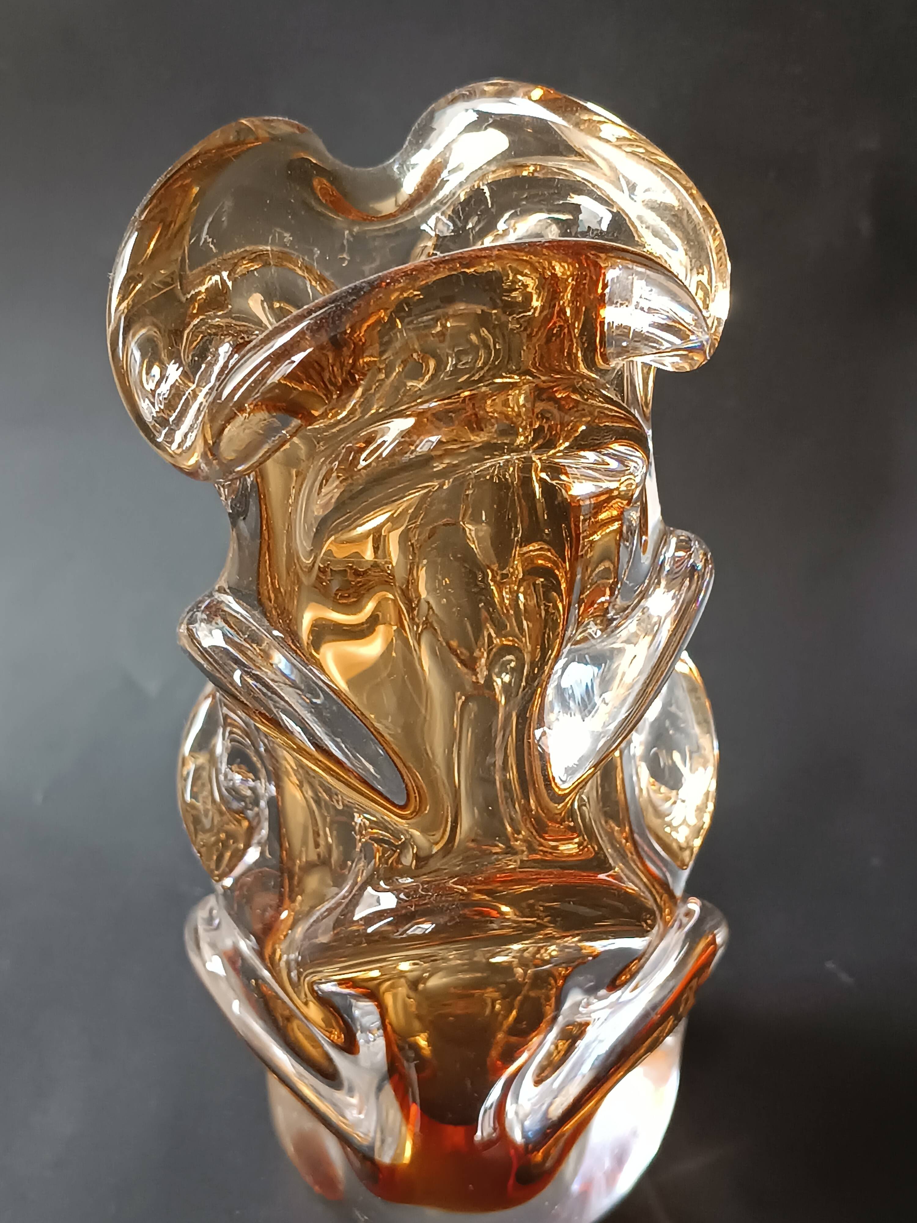 Amber glass vase design Jan Beranek vintage