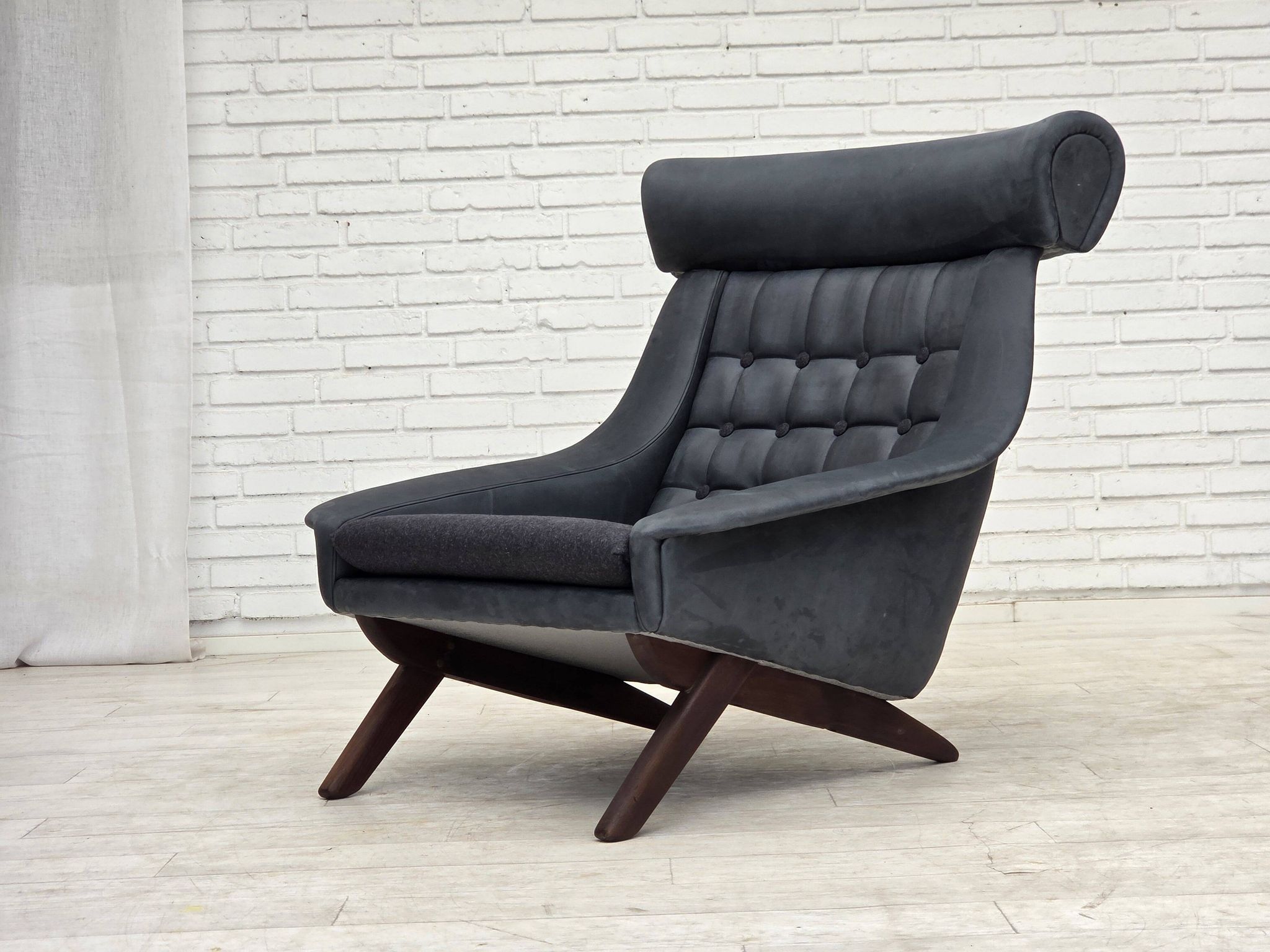 1970s, Danish design by Illum Wikkelsø, reupholstered armchair, leather.