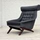 1970s, Danish design by Illum Wikkelsø, reupholstered armchair, leather.