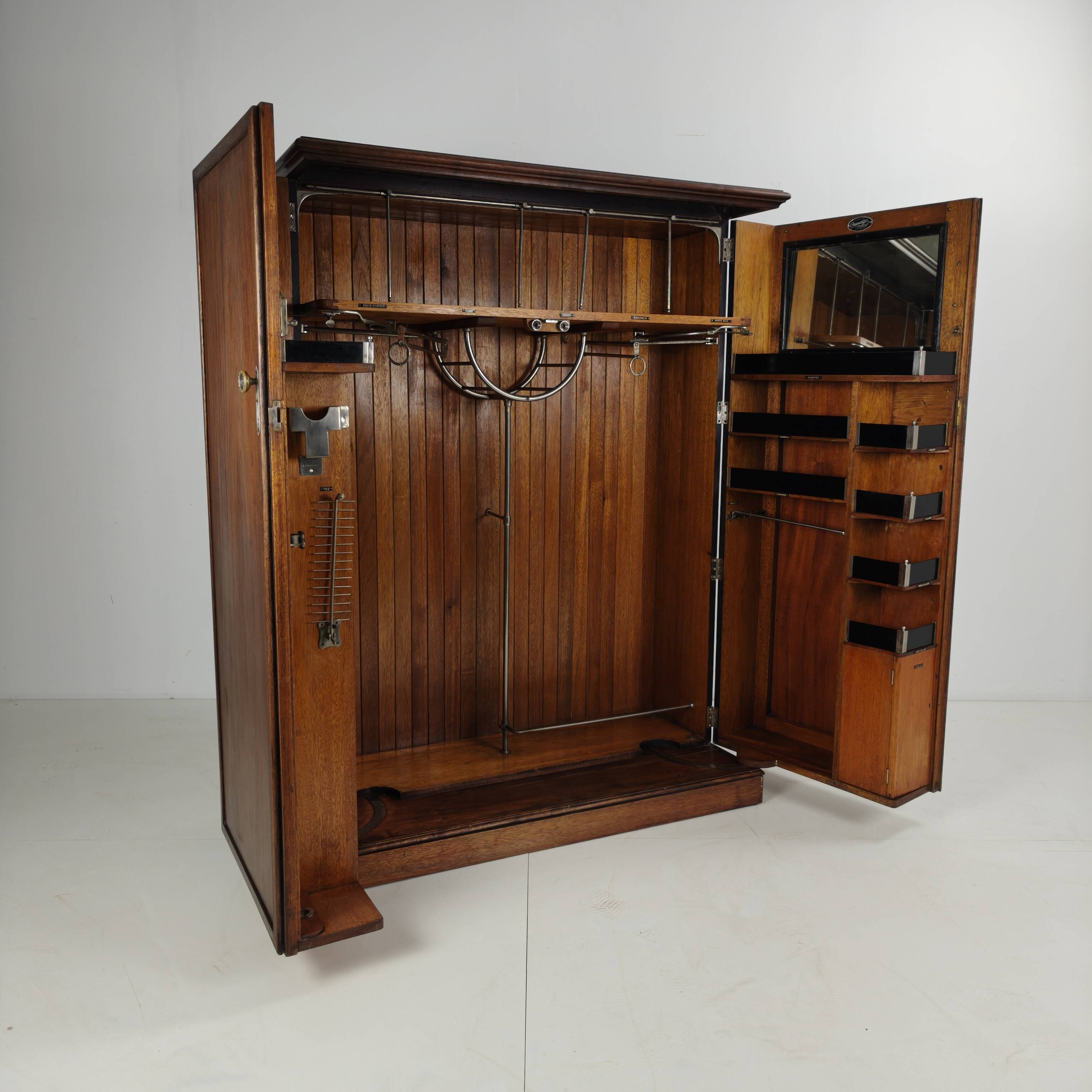 1920s Mahogany and Oak Compactom Ltd Gentleman’s Wardrobe