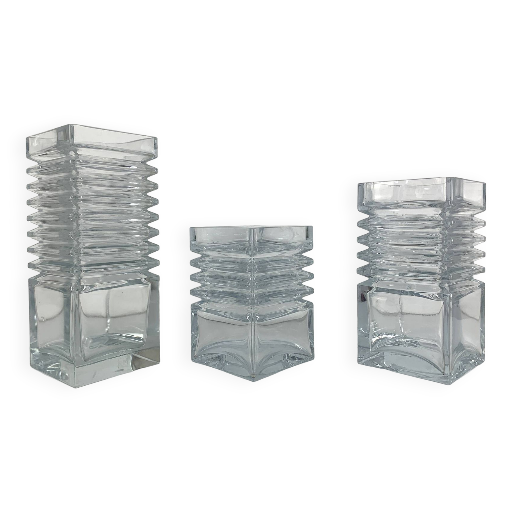 Set of 3 Harmonikka Glass Vases, Tamara Aladin, Riihimäki Lasi Oy, Finland