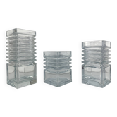 Jeu de 3 Vases Harmonikka en verre,  Tamara Aladin,  Riihimäki Lasi Oy, Finland