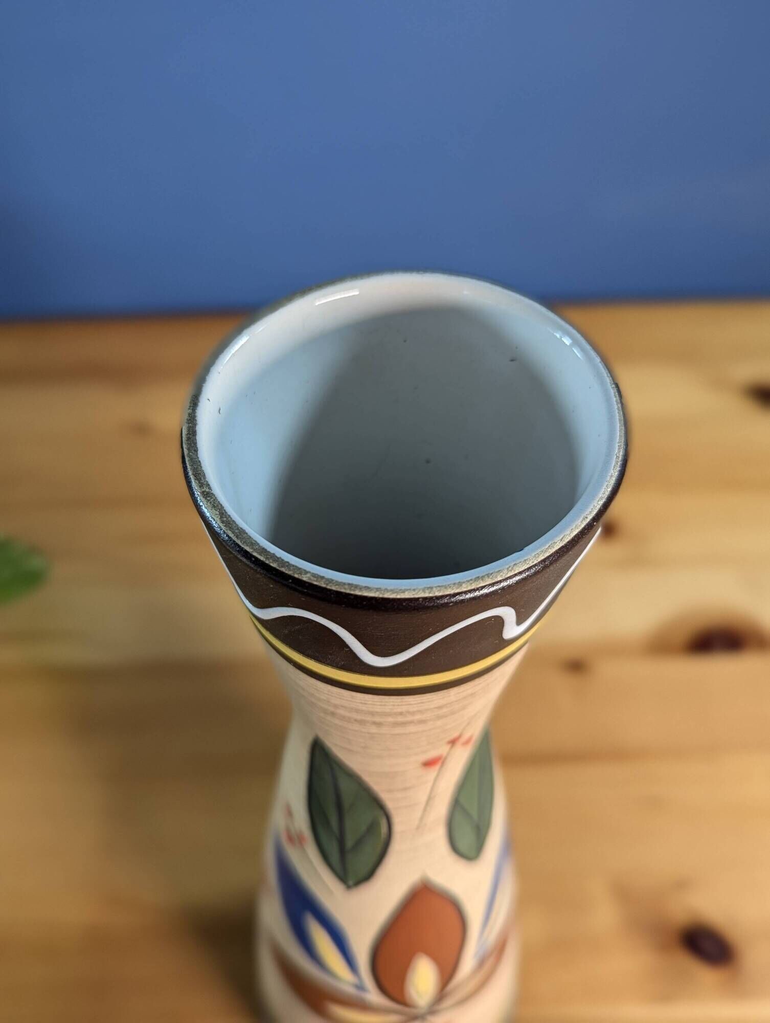 Diabolo vase West Germany MR Keramik leaves styles 70s vintage 28.5cm