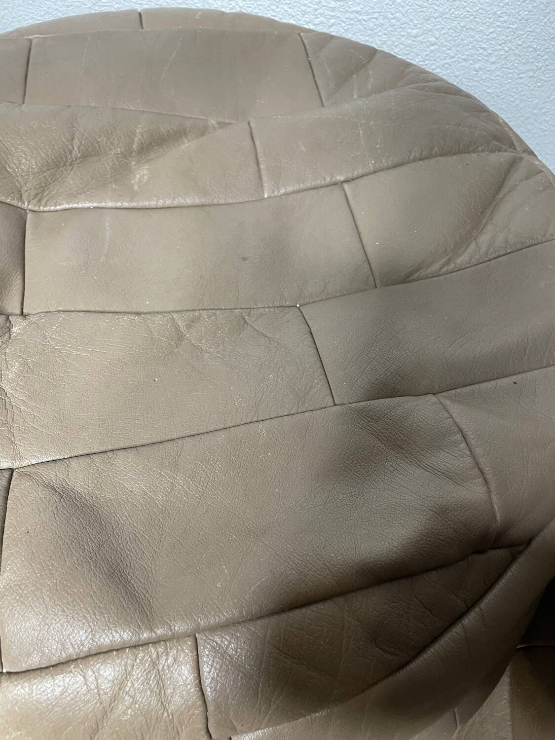Pair of De Sède patchwork leather poufs
