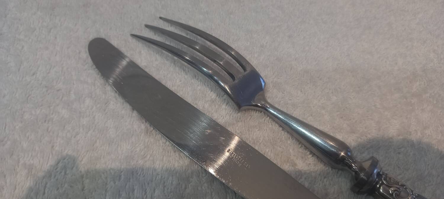 2-piece carving set, silver plated metal, Ercuis LXV 29