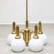 Mid-century Italian Brass and Opaline Chandelier