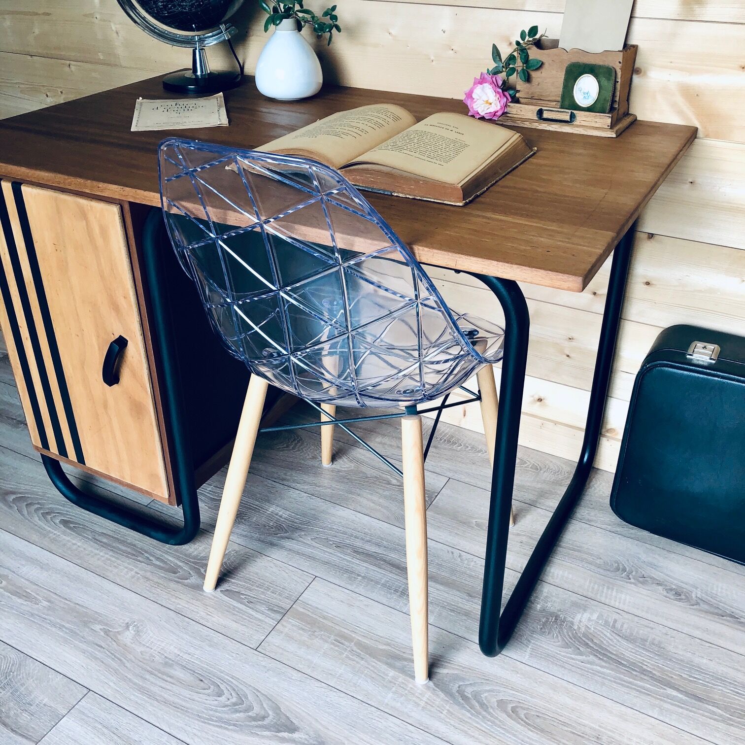 Former oak teacher's desk circa 1950
