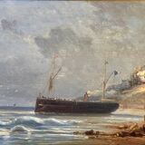Tableau, Marine sur la côte d’Opale XIX siècle
