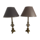 Pair of brass lamps at the end of the 19th century