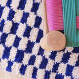 Blue Checkered Rug - 327 x 158 cm