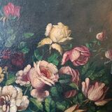 Large oil painting on canvas - Vase with flowers - Still life - Ita