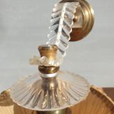 Pair of vintage wall lamps plexi lampshade pleated gold