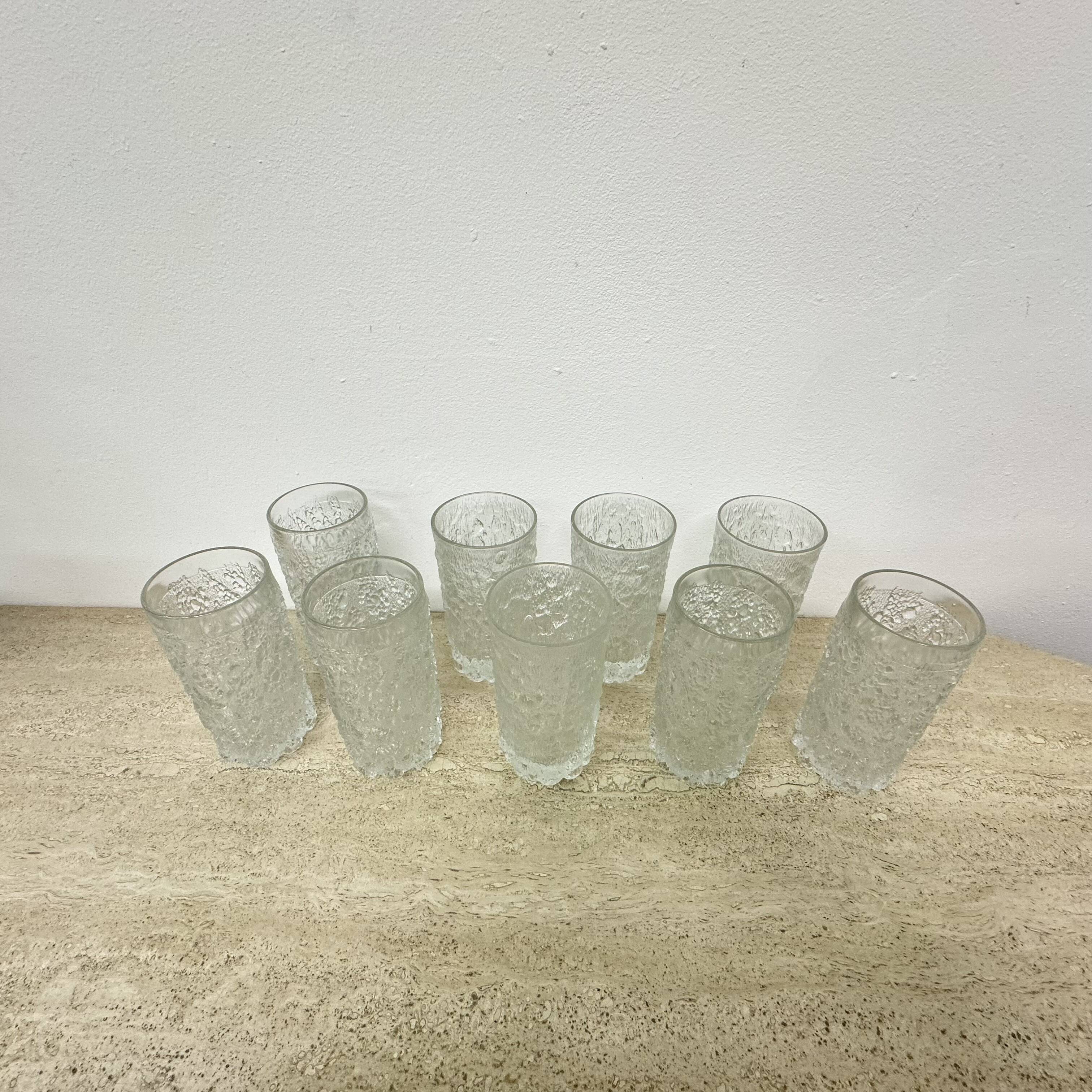 Set of 9 bark glass drink glasses by Goebel charlottenhutte, 1970s, Germany