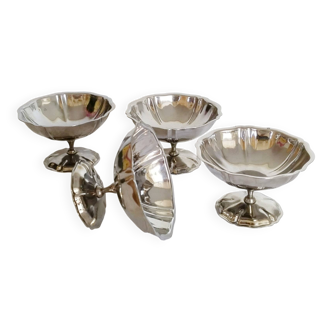 Set of 4 ice cream cups on a stand, in 18/10 stainless steel. (ref22)