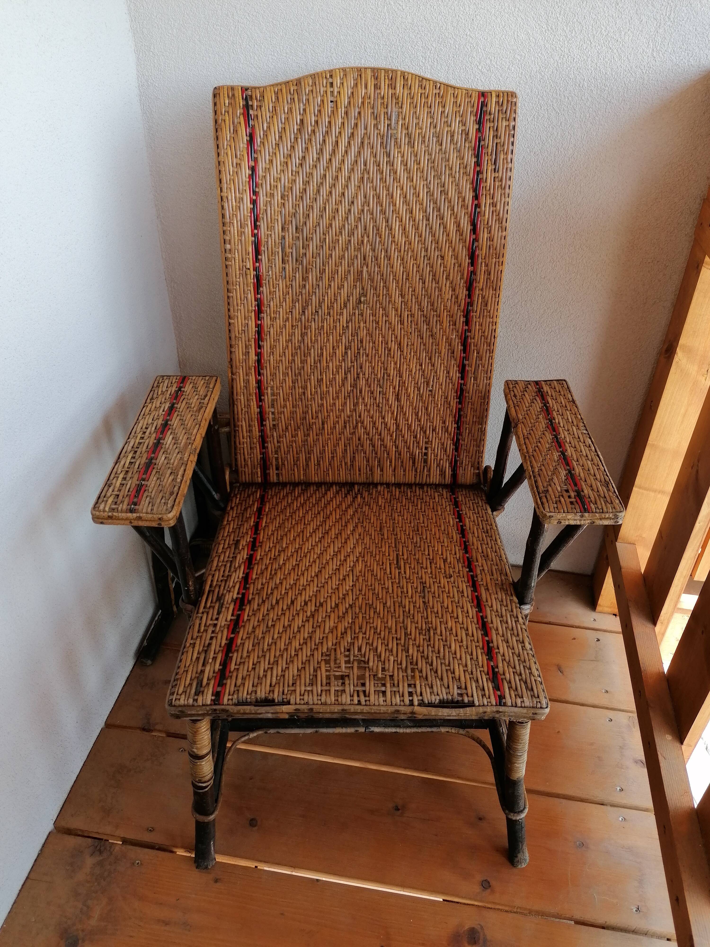 Chaise longue fauteuil rotin 1900's